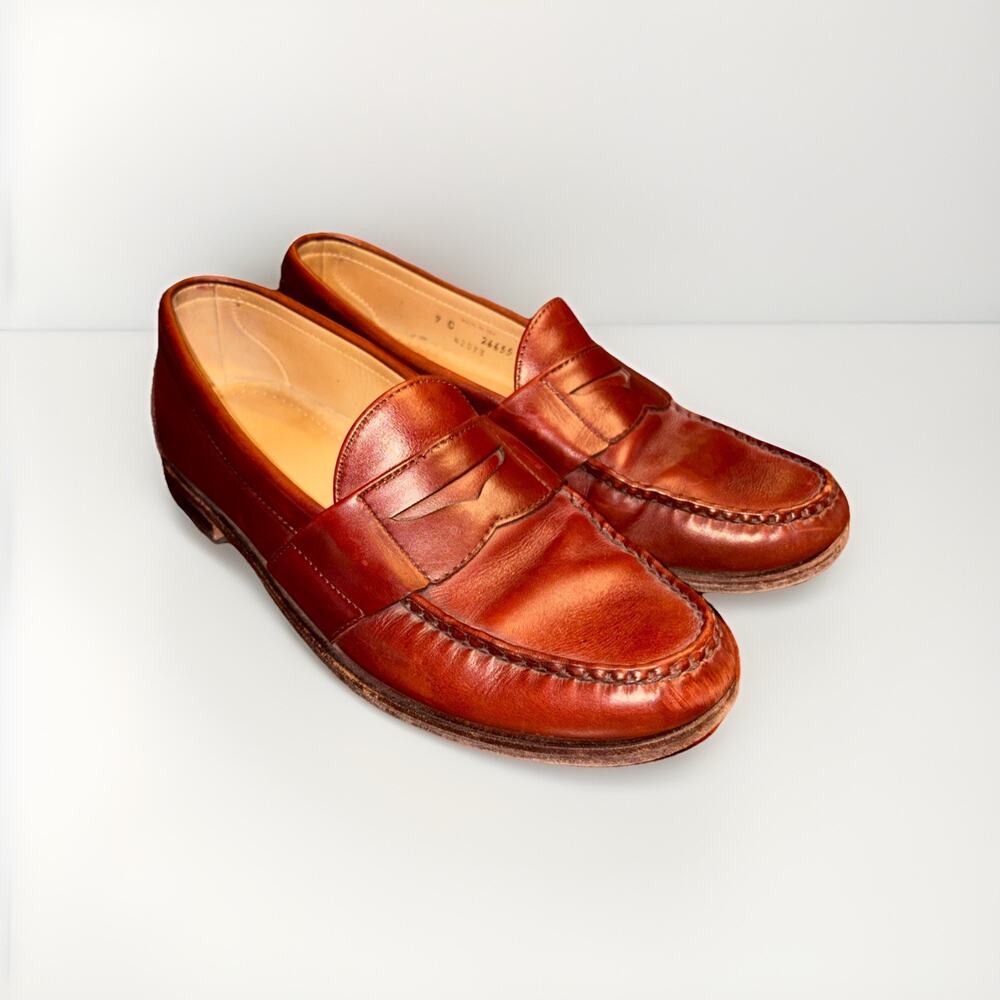 Allen Edmonds Cameron 42073 authentic burgundy leather penny loafers 9 C - Picture 1 of 7